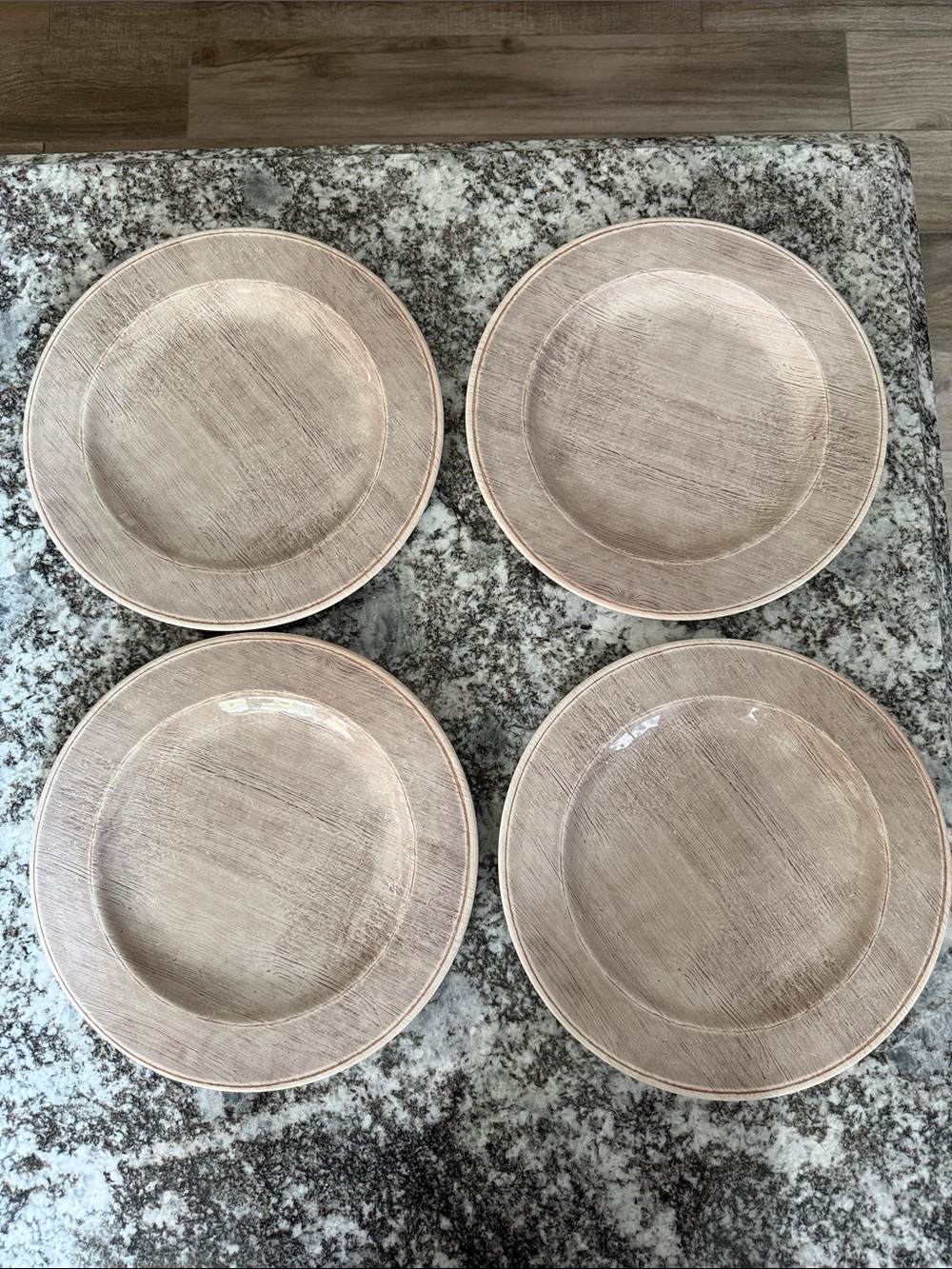Pier 1 Melamine Neutral Taupe Beige Dinner Plates - Set of 4. EUC